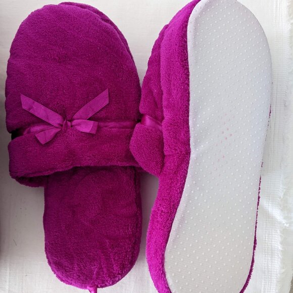 Vintage Sears Jessica Plush Bath Robe & Slippers Medium Fushia Never Used - Picture 6 of 7